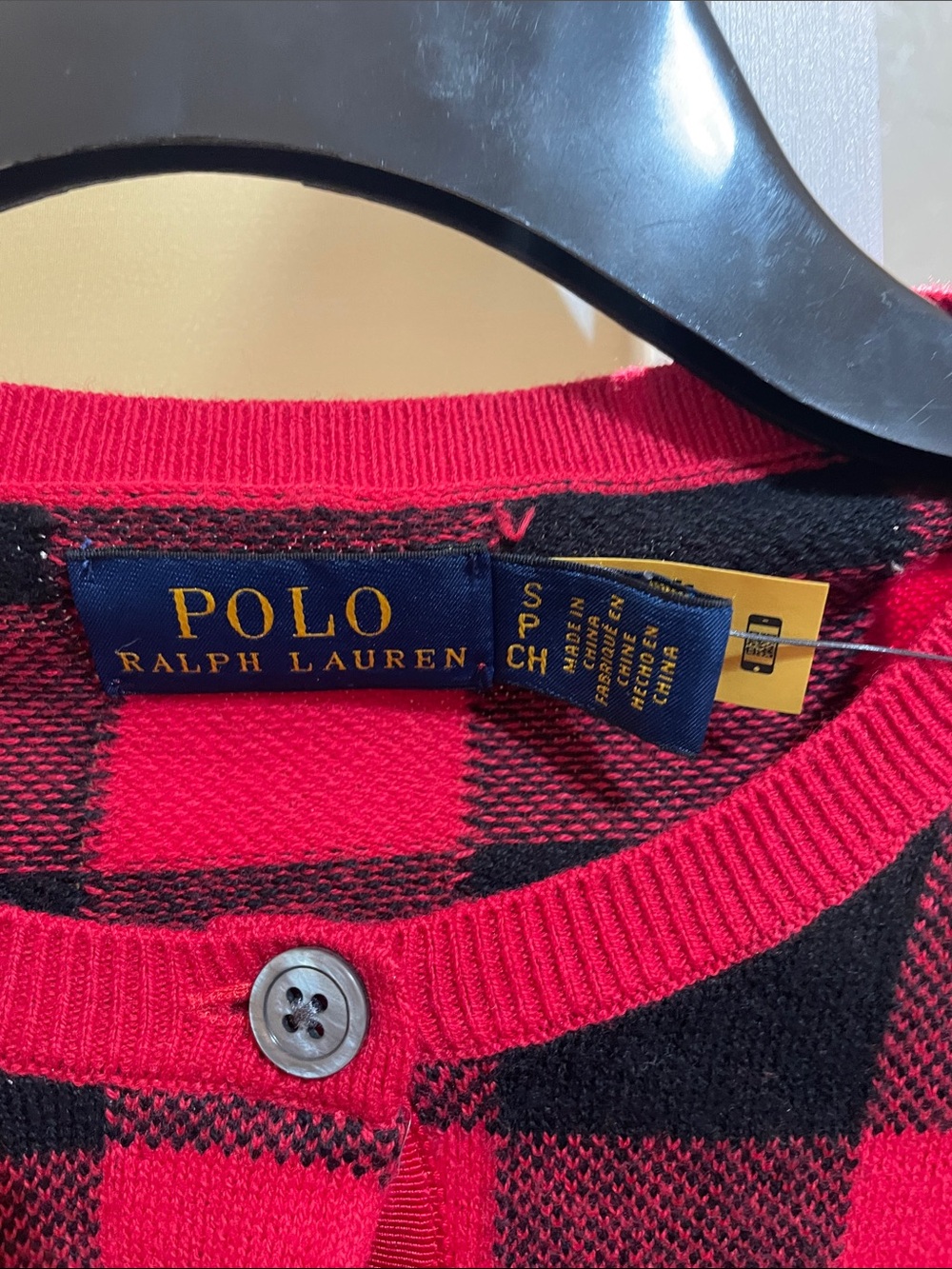 Polo by Ralph Lauren Red & Black Buffalo Plaid Cardigan Sweater - Picture 4 of 4